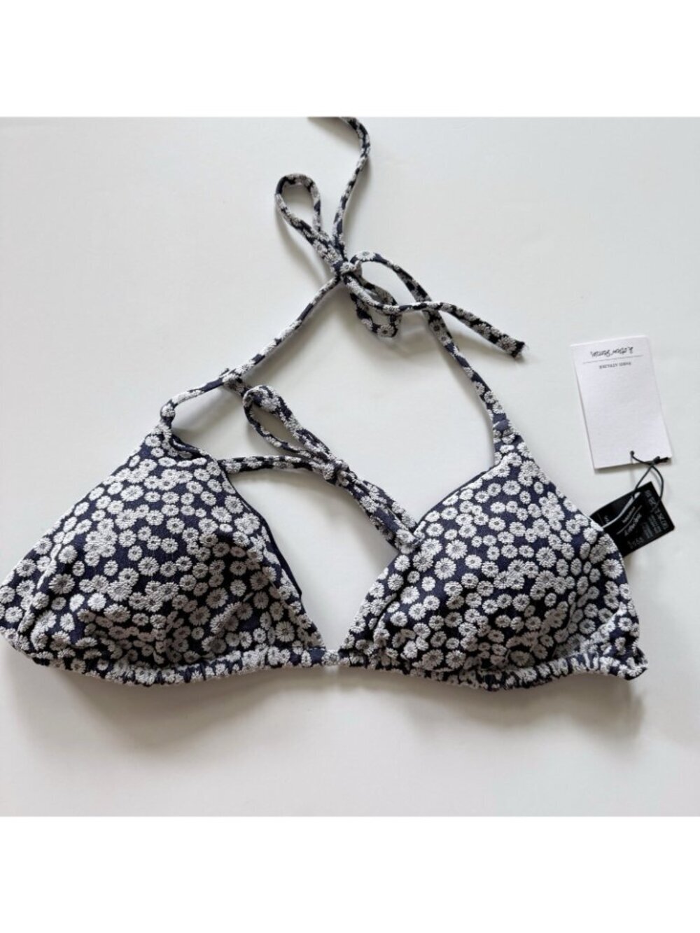 3 for $20 & Other Stories navy floral textured bikini top size 8 NWT